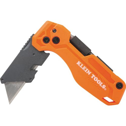 Klein Tools 44304 Folding FLICKBLADE Utility Knife, Compact, Removable Impact Driver, 1/4-Inch Nut Driver and #2 Phillips Bit - style: Flickblade w/ Driver