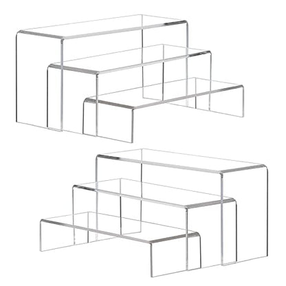 ANDGOO Display Risers, 6 Pcs(7.9”L~8.3”L~8.7”L) Rectangular Clear Acrylic Showcase Collectibles Display Stands Suitable for Retail Shoe Showcase Jewelry Funko Pop Figures - color: Clear, size: 6Pcs (7.9”L~8.3”L~8.7”L)