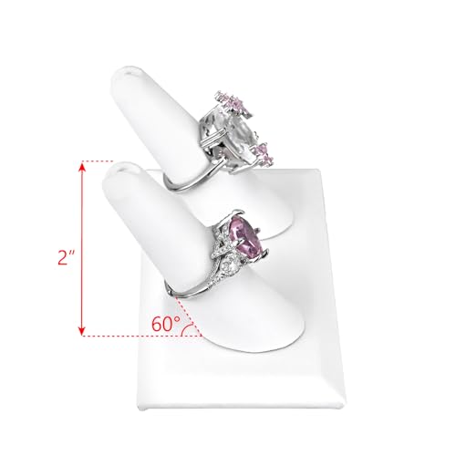 MOOCA 2 Pcs Set 2-Ring Organizer for Showcase Display Ring Finger Holder Jewelry Display Stands Showcase Jewelry Storage Counter, White PU Leatherette, 3 1/2 W x 2 D x 2 1/8 H inch - color: White Faux Leather, Long Finger