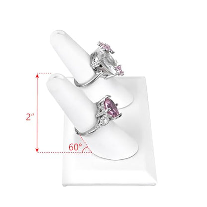 MOOCA 2 Pcs Set 2-Ring Organizer for Showcase Display Ring Finger Holder Jewelry Display Stands Showcase Jewelry Storage Counter, White PU Leatherette, 3 1/2 W x 2 D x 2 1/8 H inch - color: White Faux Leather, Long Finger