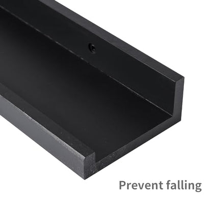 MBYD 48 Inch Long Dark Black Floating Photo Shelves with Lip, Picture Ledge Shelf Set of 3 Same Sizes, Wall Mounted Wooden Shelf for Bedroom Bathroom Kitchen Bathroom Living Room - color: Black, size: Set of 3 48 in