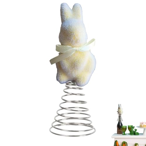 Easter Tree Topper | Festival Moss Rabbit Spring Ornament,Flocking Bunny Topper,for Home Farmhouse Party Mantel Cabinet Porch Basket Gathering Celebration - color: Yellow
