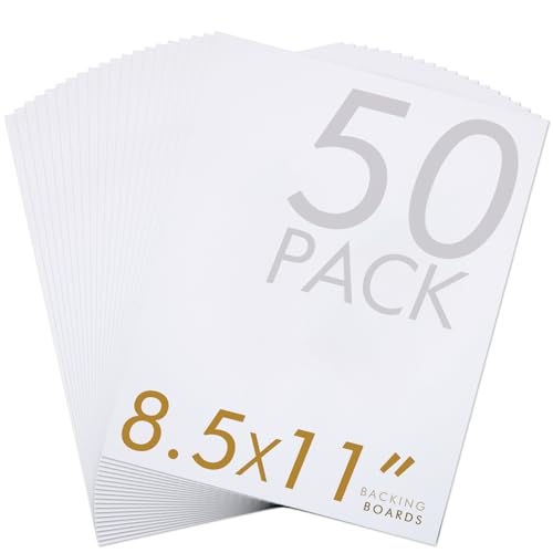 Falling in Art 50 Pack Acid-Free Mat Boards - 8.5x11 Uncut White Backing Boards, 4 - Ply Thickness Backer Boards for Photos, Pictures, Frames, Artworks and Prints - size: 8.5*11-50 Pack