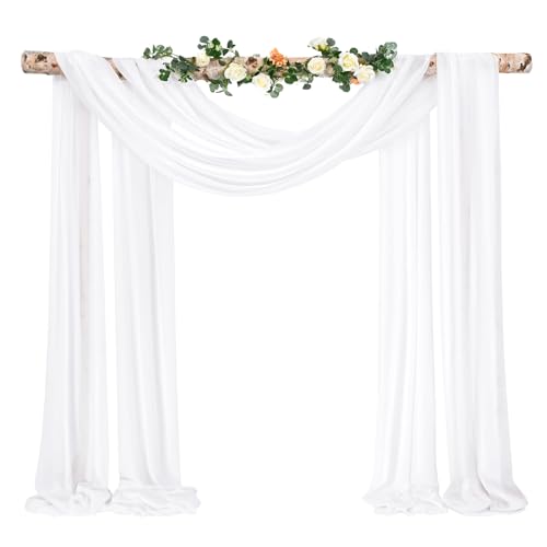 Wedding Arch Draping Fabric,1 Panel 28" x20ft Cream White Wedding Arch Drapes for Ceremony Chiffon Fabric Drapes Arbor Drapery Wedding Arch Decorations for Reception Sheer Backdrop Curtains for Party - color: Cream White, size: 28"W x 240"L (Pack of 1)