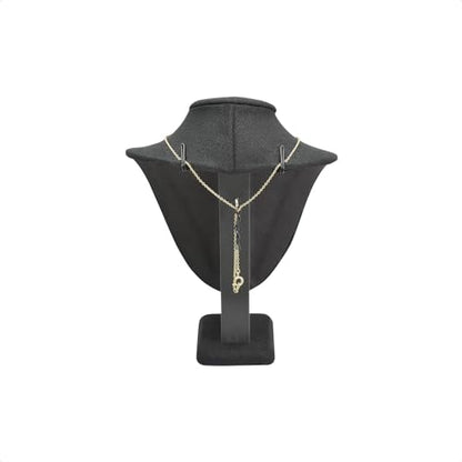 MOOCA 2 Pcs Set Small Linen Covered Wood Jewelry Display Necklace Chain Jewelry Bust Display Holder Stand, Necklaces Mannequin, 7 1/4" Height, Black Linen - color: 4) Black Linen, 2 pieces