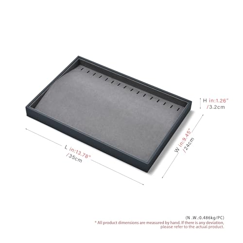 Grey Microfiber Jewelry Display Tray for Necklace Chain Bracelet Grey Jewelry Organizer Display Tray - size: 16 Slot