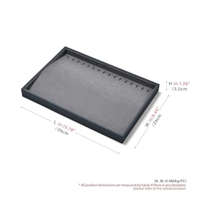 Grey Microfiber Jewelry Display Tray for Necklace Chain Bracelet Grey Jewelry Organizer Display Tray - size: 16 Slot