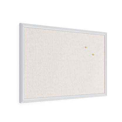 U Brands Farmhouse Linen Bulletin Board, 30" x 20", White Wood Frame, Wall Mounted Pin Board for Home Office, Classroom & Kitchen, Includes Push Pins - style: 30"x20" Natural Linen