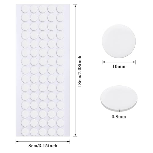 JANYUN 225 Pieces Double Sided Sticky Dot Stickers Removable Round Putty Clear Sticky Tack No Trace Super Sticky Putty Waterproof Small Stickers for Wall Wood Ceramic Metal Plastic (10mm) - size: 0.39" Round