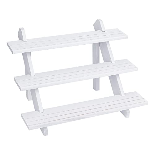 NBEADS 3-Tier Retail Earring Display Riser, White Earring Ring Holder Detachable Wood Retail Jewelry Card Display Stand with Groove for Crafts Jewelry Storage Display Collection, 15.3x12.28x10.12 - color: 3-Tier White