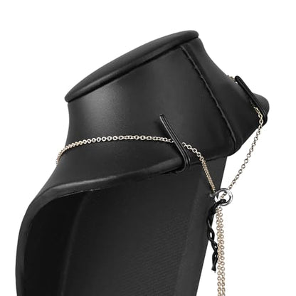 MOOCA 2 Pcs Deluxe Faux Leather Small Necklace Chain Jewelry Display Holder, Jewelry Stand, Necklaces Display Mannequin Bust Stand, 6.25”H, Black Faux Leather - color: Black Faux Leather