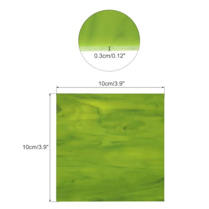 MECCANIXITY Stained Glass Sheet Mosaic Tile 3.9 Inch x 3.9 Inch Green Stained Glass Sheets for Crafts DIY, Art Project - color: Green