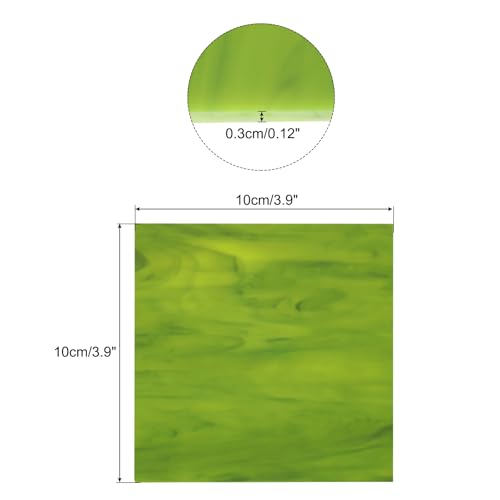 MECCANIXITY Stained Glass Sheet Mosaic Tile 3.9 Inch x 3.9 Inch Green Stained Glass Sheets for Crafts DIY, Art Project - color: Green