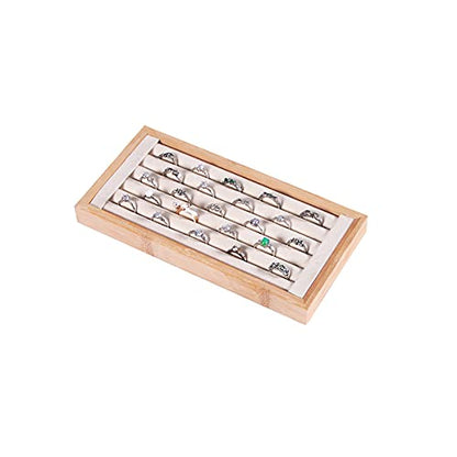 Bamboo Ring Holder,Ring Display Stand,Jewelry Organizer Stand for Rings Earrings Selling（Beige） - color: Beige