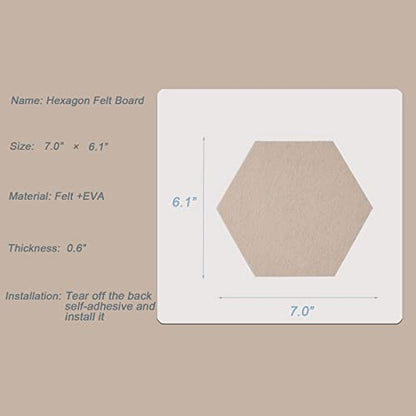 LAJAR Hexagon Felt Bulletin Board Tiles, 8 Pcs Self Adhesive Pin Board Wall Tiles for Photos, Pictures, Memos (Camel) - color: Camel