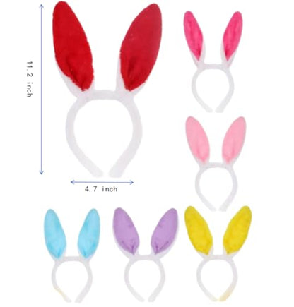 18 Pcs Easter Bunny Ears Headbands Bowtie Tail Costume Set for Women Accessories Supplies Photo Prop Easter Halloween Party Cosplay