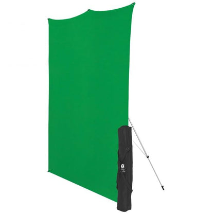 Westcott X-Drop Wrinkle-Resistant Photography and Video Conference Backdrop - Chroma-Key Green Screen Kit (5' x 7') Quick Assemble, Portable Background for Portraits and Headshots