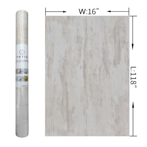 Ivory White Concrete Wallpaper Peel Stick Milky White Plaster Effect Contact Paper 16x118in Air Guide Slot Design Matte Thick Self-Adhesive Waterproof Vinyl Wrap Modern Industrial Style Wall Sticker - color: Ivory White, size: 16" x 118"
