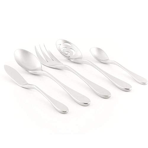 Knork Matte Original 5-Piece Serving Set, Stainless Steel, 8.5" - color: Matte Brushed Silver