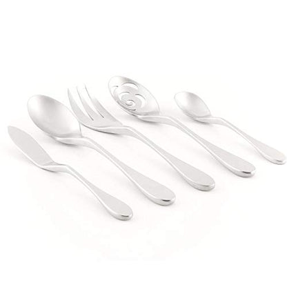 Knork Matte Original 5-Piece Serving Set, Stainless Steel, 8.5" - color: Matte Brushed Silver