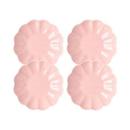 Small Dessert Plates Set of 4,Ceramic Dinner Plates 6 Inch for Appetizer, Fruits, Cake, Salad,Microwave Safe,Christmas Gift,Pink - color: Pink