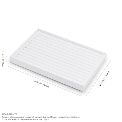 Oirlv Premium White Leather Stackable Jewelry Tray Ring Holder Organizer Showcase Ring Earring Display - color: White, size: Ring Tray