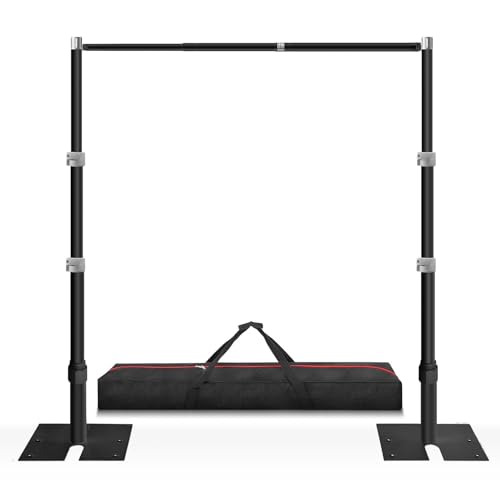 Jiang&Rong 10ft x 10ft Adjustable Backdrop Stand Kit - Heavy Duty Pipe and Drape Stand for Wedding, Birthday Party, Banquet Decorations (Black) - color: Black