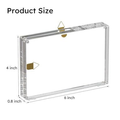 AITEE 4x6 Acrylic Picture Frames 3 Pack: 20% Thicker Block, Clear Picture Frames Freestanding Double Sided Magnetic Acrylic Lucite Frameless Transparent Square Photo Frame Gift for Wall and Desktop Display - size: 4X6