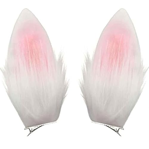 2pc Women Bunny Rabbit Ear for Easter Halloween Cosplay Costume Prop Hair Accessories s (White, Onesize)