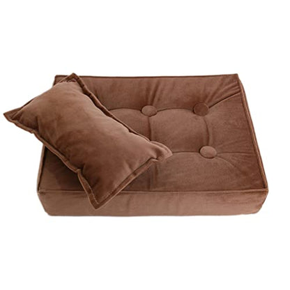 Newborn Photography Prop Baby Bed Mattress, Newborn Baby Mini Matress with Posing Pillow - color: Dark Brown