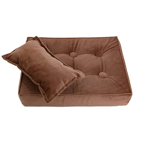 Newborn Photography Prop Baby Bed Mattress, Newborn Baby Mini Matress with Posing Pillow - color: Dark Brown