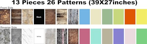 Product Photography Backdrops with Stand 39x27inch 26 Patterns Small Background Paper for Food - color: 26 Wood/Red/Yellow/Mable/Cement