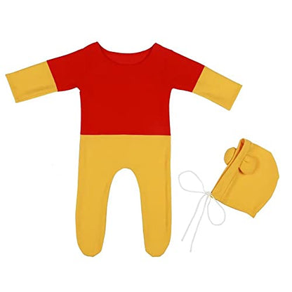 Newborn Photography Baby Photo Shoot Props Bear Boys Girls Cap hat and Footie Romper Suit Outfit Set - color: Color-1