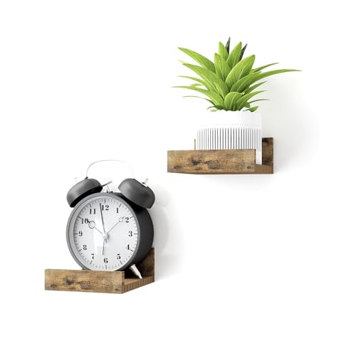 Small Floating Shelves for Wall Decor, Wall Mounted Wood Shelf for Bedroom, Living Room, Bathroom, Kitchen, Nursery, Mini Display Ledge Shelf with Lip Set of 2-4 Inches, Brown - color: Brown, size: 3.9in