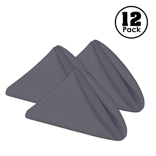 Gee Di Moda Cloth Napkins - 17 x 17 Inch Charcoal Dinner Napkins - Set of 12 Soft & Absorbent Washable Fabric Cloth Table Napkins with Hemmed Edges for Hotel Restaurant, Holiday Parties & Wedding - color: Charcoal