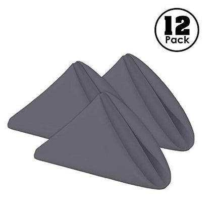 Gee Di Moda Cloth Napkins - 17 x 17 Inch Charcoal Dinner Napkins - Set of 12 Soft & Absorbent Washable Fabric Cloth Table Napkins with Hemmed Edges for Hotel Restaurant, Holiday Parties & Wedding - color: Charcoal