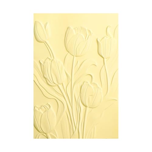 Briartw 3D Embossing Folder for Card Making Adding Textured Detail to Paper Crafting 6.3x4.5inch Clear Texture Plate Perfect for Heavyweight Cardstock (≥250gsm/92lb),Tulip Texture Template - color: Tulip