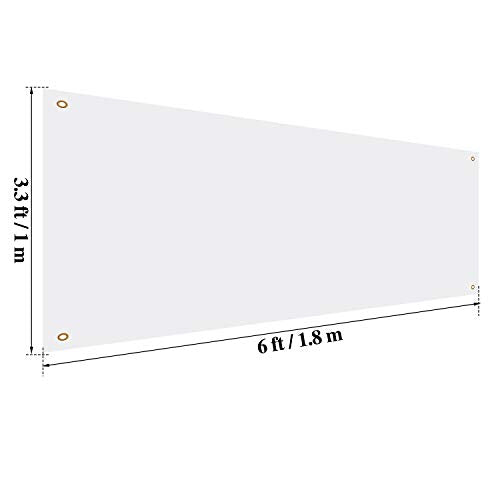 Zonon Large Blank Banners And Signs Polyester Oxford Cloth Sublimation Banner To Decorate With Hanging Rope For Indoor Wall Outdoor Easy Hang Diy Signs For Business Office(White,3.3 x 6 Feet) - color: White, size: 3.3 x 6 Feet