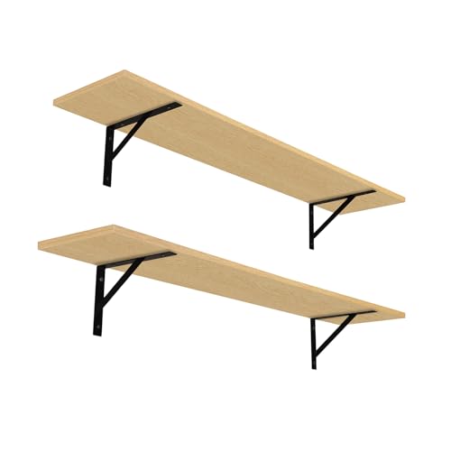 DINZI LVJ Long Wall Shelves, 47.3Inch Wall Mounted Shelves Set of 2, Extra Large Storage Ledges with Sturdy Metal Brackets for Living Room, Bathroom, Bedroom, Kitchen, Natural - color: Natural, size: 47.3 Inch