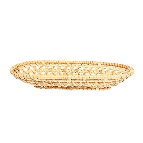 MAGICLULU Rattan Woven Tray Food Storage and Towel Holder Multi Functional Decorative Plate for Fruits Snacks and Photography Prop Lightweight Design