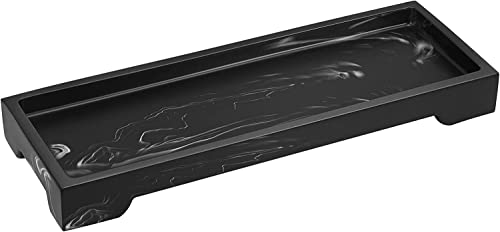Luxspire Resin Vanity Tray, Bathroom Tray Toilet Tank Storage Tray, 11 x 4 inch Kitchen Sink Trays, Vanity Countertop Organizer for Candles Soap Towel Perfume Holder Jewelry Dish Decor, Ink Black - color: A - Ink, style: Small