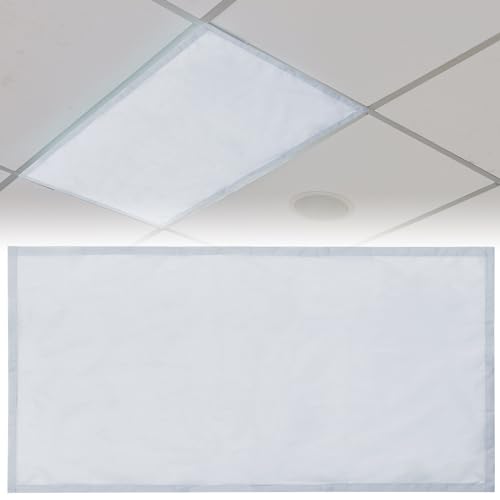 Patelai 4 x 2 Feet Fabric Fluorescent Light Cover for Ceiling Classroom Magnetic Cubicle Shade with 10 Magnets Fluorescent Light Filters for School Home Office Drop Lamp Decor(Simple Gray Style) - style: Simple Gray Style