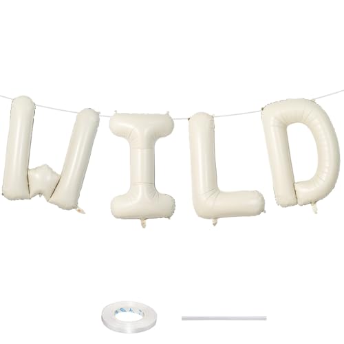 Beige WILD Balloons for Wild One Party Decorations, 40 Inch Cream White Sand WILD Balloon Letters, Ivory Alphabet WILD Balloon for Kids Boys Girls Two Wild Birthday Baby Shower Party Decorations - color: Cream - Wild