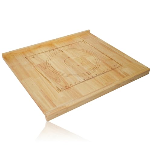 24" x 20" Reversible Wooden Pastry Board Wood Pasta Board with Lip Bread Board Cutting Board Chopping Board Pie Board with Engraved Ruler for Counter Top Kitchen-Wood - color: Wood