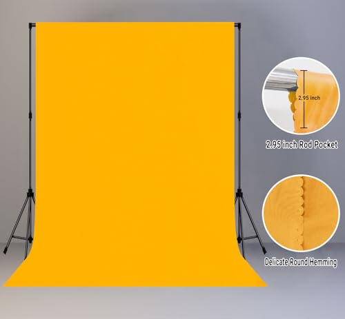 Yellow Background 6x9FT Solid Color Photo Backdrop Screen Video Recording Curtain Party Decor Photography Studio Props - color: Yellow, size: 6X9ft
