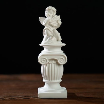 Mini Nordic Resin Roman Column, Greek Sculptural Angel Display, Photo Props, Candle Holder, Sketching Art Teaching Tools (Angel (Lyre) - 6cm) - color: Angel (Lyre) - 6cm