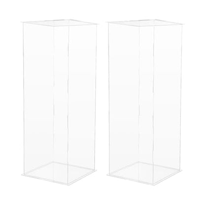 2Pcs Acrylic Display Cube Pedestal, Art Sculpture Stand, Acrylic Flower Stand, Clear Display Flower Tower, Dessert Cake Table Display Pillars for Wedding, Birthday, Banquet Parties Decor (11.81 × 11.81 × 31.5in) - size: 11.81 × 11.81 × 31.5in