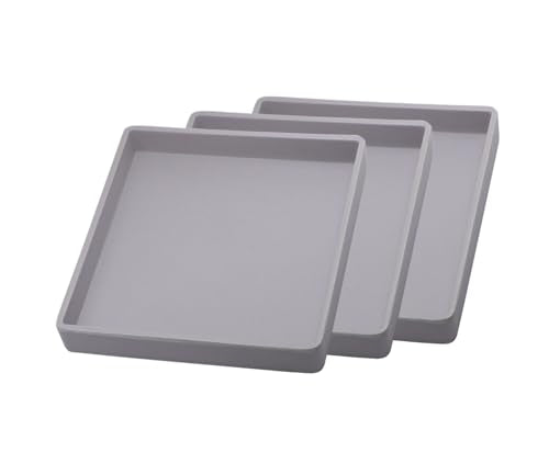 Small Square Tray (5.9 inch) 3 Pack, Durable Gray Tray for Desserts & Organization, Lightweight for Coffee, Drinks, Party, Seasoning, Perfume and Display. - color: Gray - 3 Tray, size: 5.9" x 5.9" x 0.8"