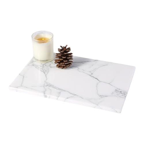 Natural Marble Cutting Boards for Kitchen - 12" x 8" Multi-Purpose Pastry Marble Tray Cheese Board Marble Slab for Counter, Bathroom Perfume Tray Jewelry Candle Plate (Arabescato) - color: Arabescato, size: 12" x 8" x 0.4"