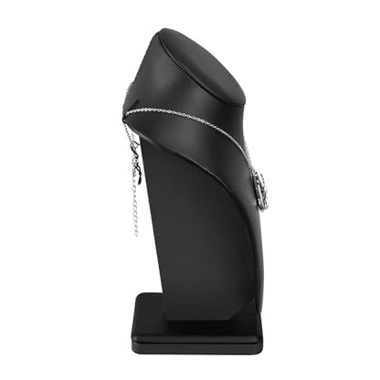 MOOCA 2 Pcs Deluxe Faux Leather Medium Necklace Chain Jewelry Display Holder, Jewelry Stand, Necklaces Display Mannequin Bust Stand, Black Faux Leather - color: 3) Black Faux Leather, 2 pieces
